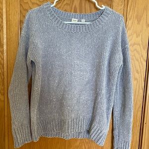 Gray chenille crewneck sweater
